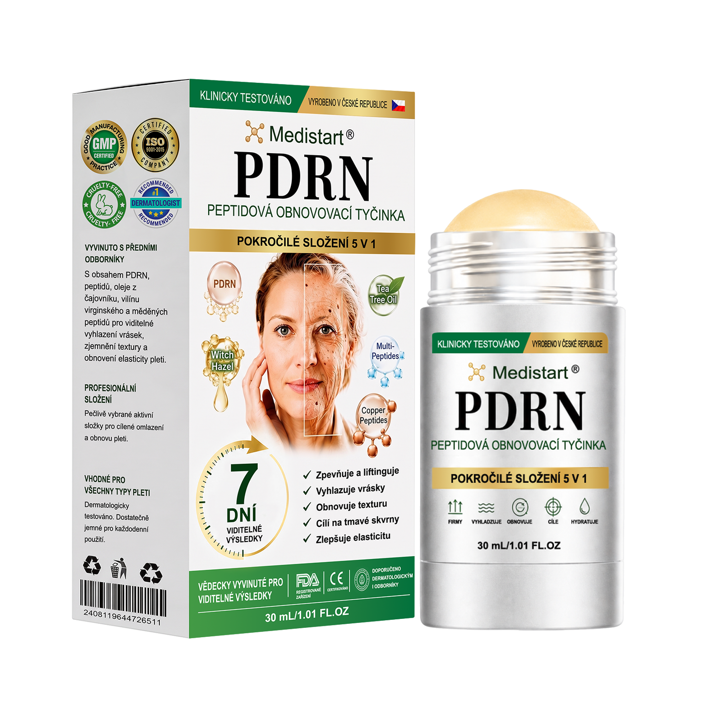 cz) Medistart® ☘️☘️ PDRN Tyčinka proti stárnutí pleti a pro cílenou obnovu skvrn (Pomáhá vyhlazovat vrásky, podporuje pevnější vzhled pleti a zlepšuje vzhled viditelných skvrn)
