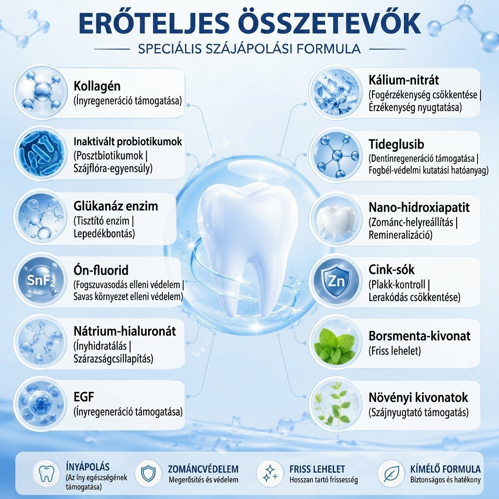 🦷PuraCure® többhatású fog- és ínyregeneráló szájvíz | Kollagén × posztbiotikumok × β-glükanáz