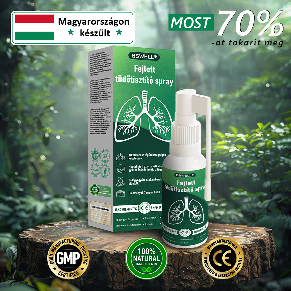 🍀BSWELL®  Fejlett Tüdőtisztító Spray -Támogatja a tüdő, a hörgők és az orrmelléküregek egészségét, elősegíti a légzőrendszer egészségét és a könnyebb légzést