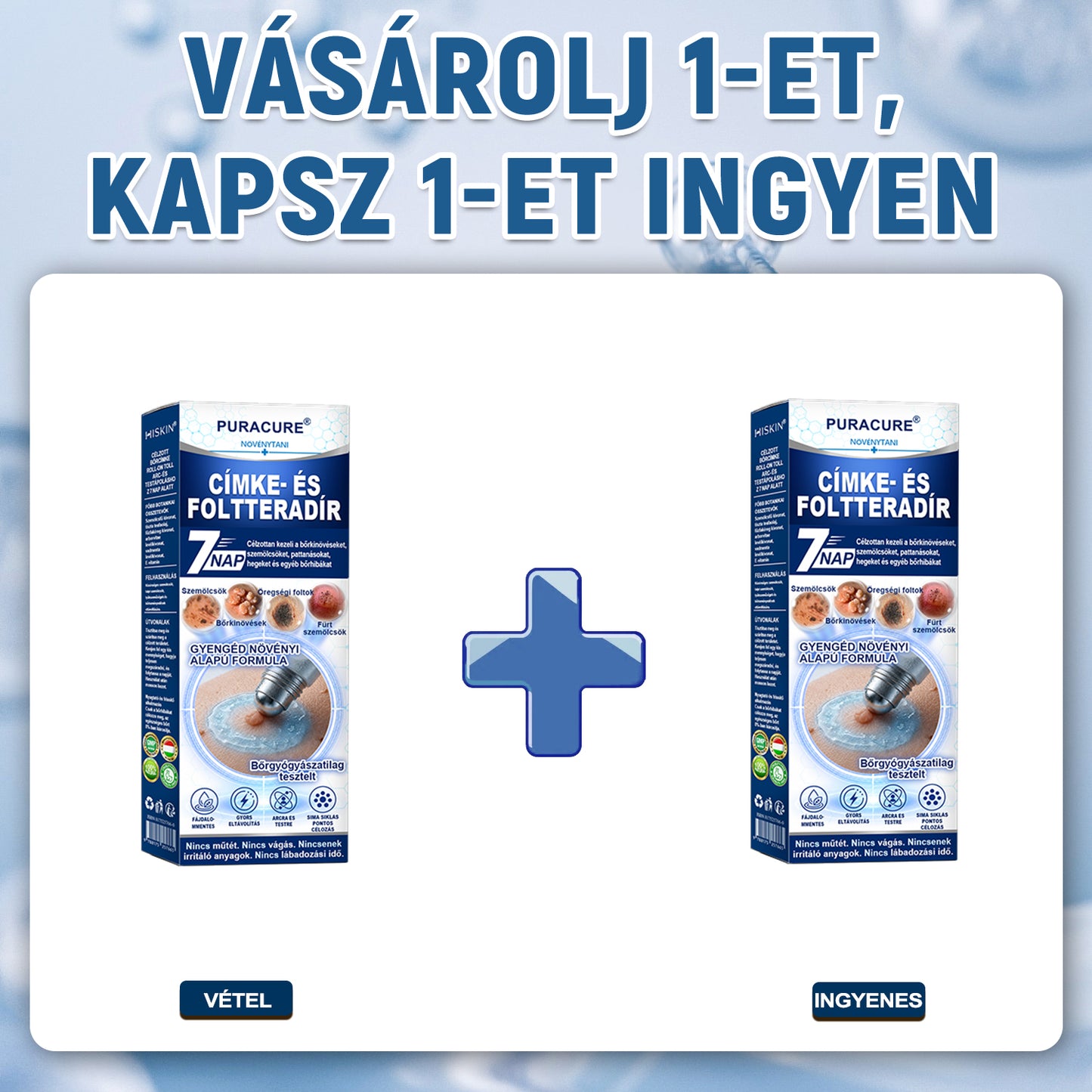 PuraCure® 👩‍⚕️ 7 Napos Bőrkinövés- és Anyajegyápoló Roller – Fájdalommentes, Hegmentes Bőrhibák Ellen