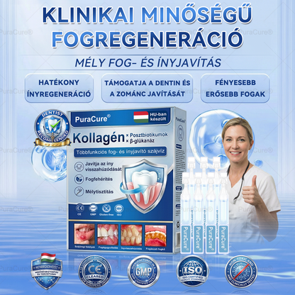🦷PuraCure® többhatású fog- és ínyregeneráló szájvíz | Kollagén × posztbiotikumok × β-glükanáz