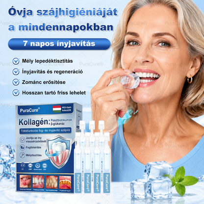 🦷PuraCure® többhatású fog- és ínyregeneráló szájvíz | Kollagén × posztbiotikumok × β-glükanáz