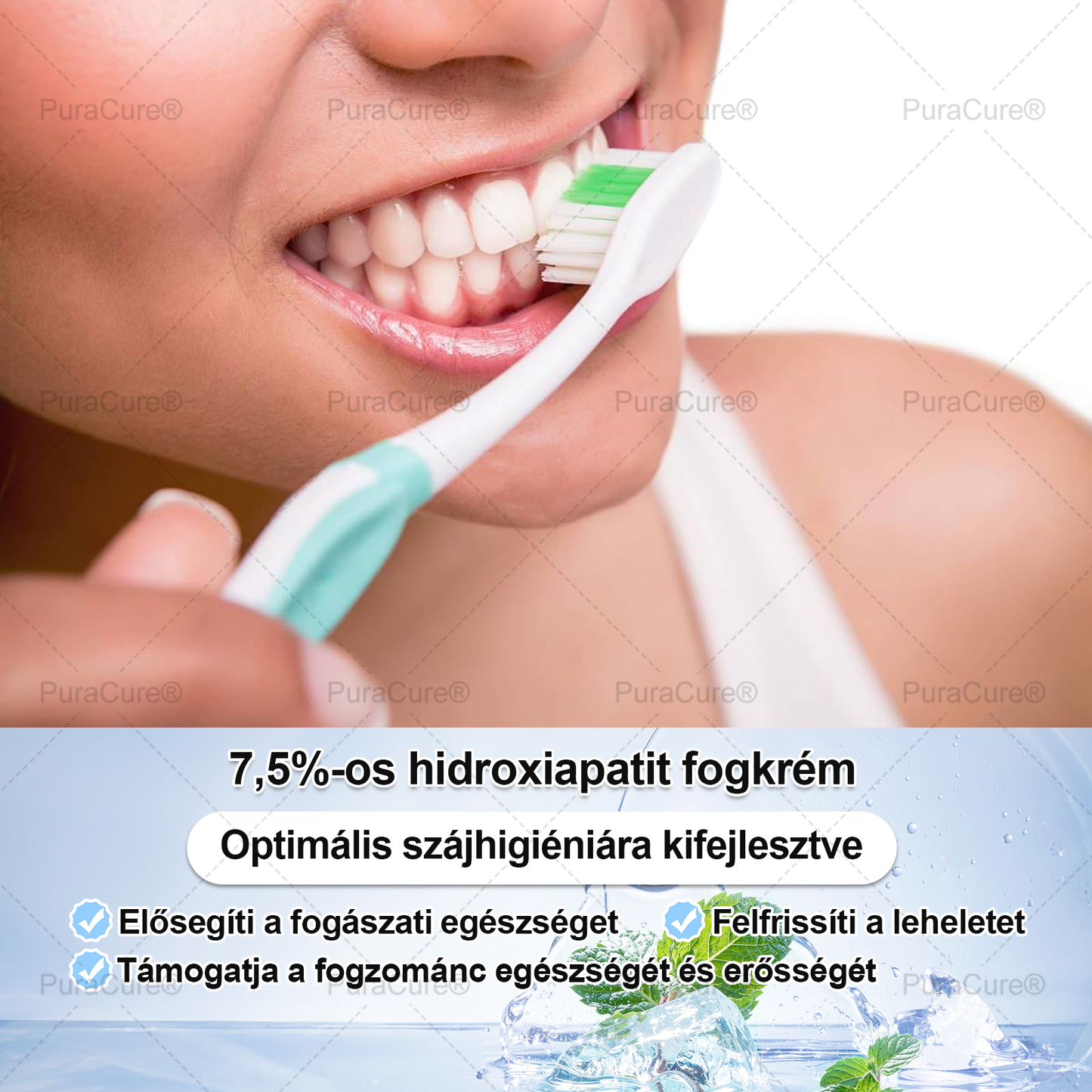 7,5% Nano-Hidroxiapatit Zománcjavító Fogkrém – Fluoridmentes Remineralizáló Formula, Csökkenti a Fogérzékenységet, Segít Megelőzni a Fogszuvasodást, 16 Órás Friss Lehelet – Minden Korosztály Számára