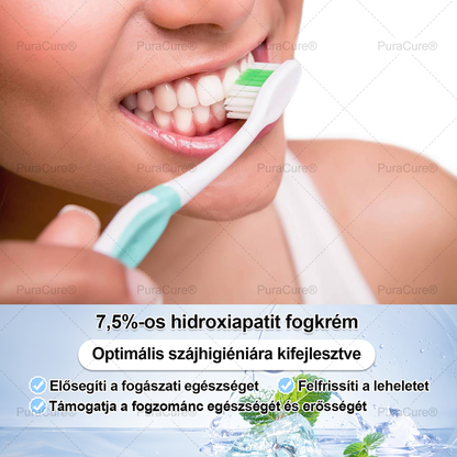 7,5% Nano-Hidroxiapatit Zománcjavító Fogkrém – Fluoridmentes Remineralizáló Formula, Csökkenti a Fogérzékenységet, Segít Megelőzni a Fogszuvasodást, 16 Órás Friss Lehelet – Minden Korosztály Számára