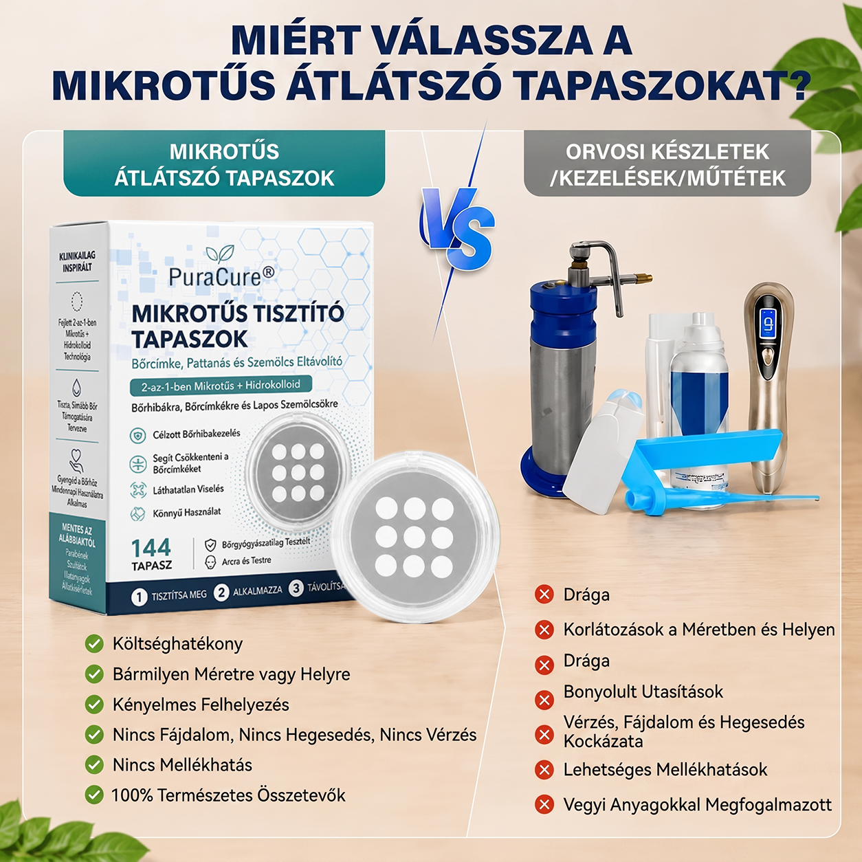 ✨ 2 az 1-ben mikrotűs és hidrokolloid tapasz🍀 | Kiálló anyajegyek, aknék, lapos szemölcsök és bőrnövedékek eltávolítására | Segít csökkenteni a ráncokat, hegeket és bőrhibákat | Láthatatlan tapasz az arcra és testre