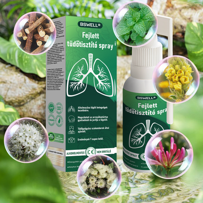 🍀BSWELL®  Fejlett Tüdőtisztító Spray -Támogatja a tüdő, a hörgők és az orrmelléküregek egészségét, elősegíti a légzőrendszer egészségét és a könnyebb légzést