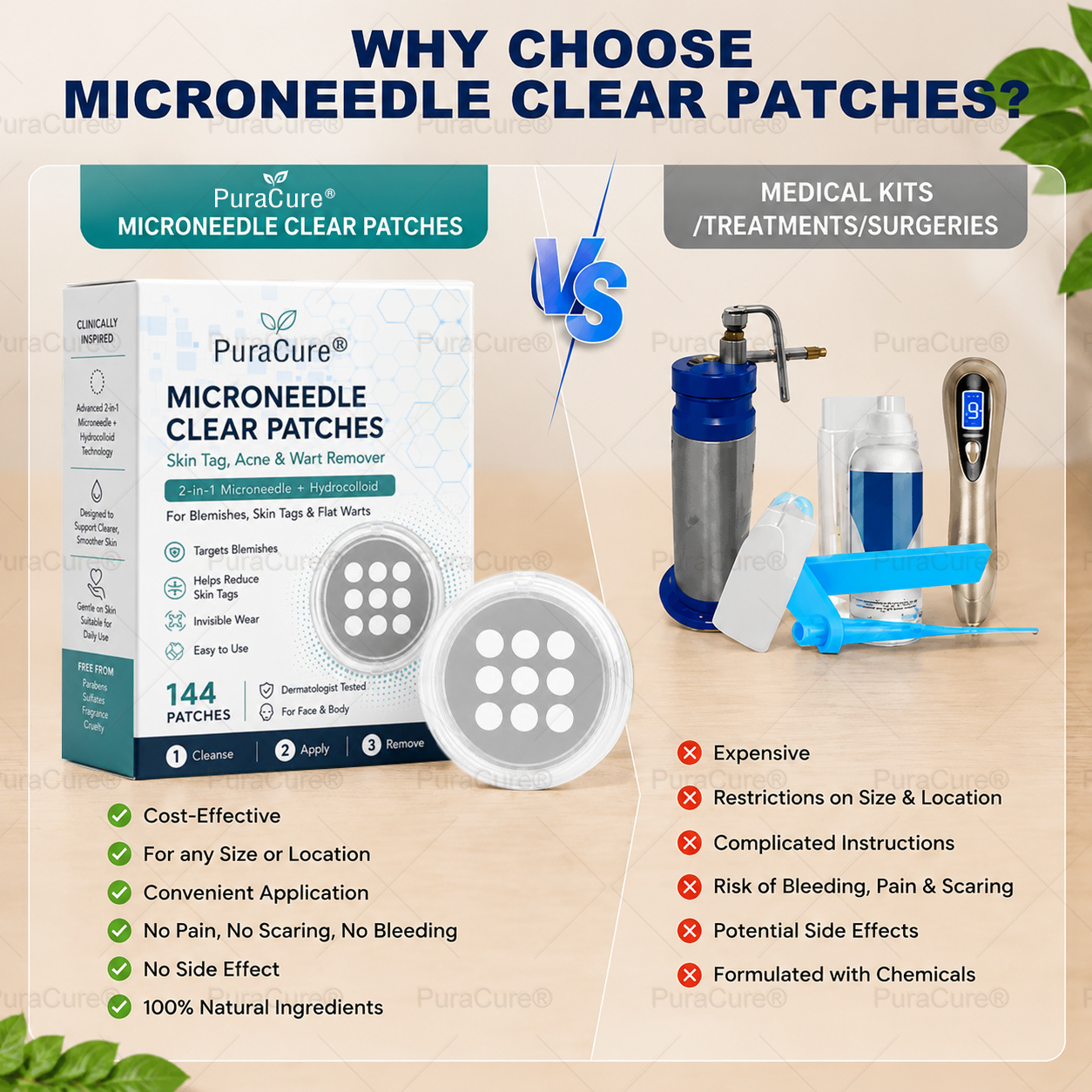 ✨2-in-1 Microneedle & Hydrocolloid Patch🍀| Removes Raised Moles, Acne, Flat Warts & Skin Tags | Helps Improve Wrinkles, Scars & Blemishes | Invisible Patches for Face & Body