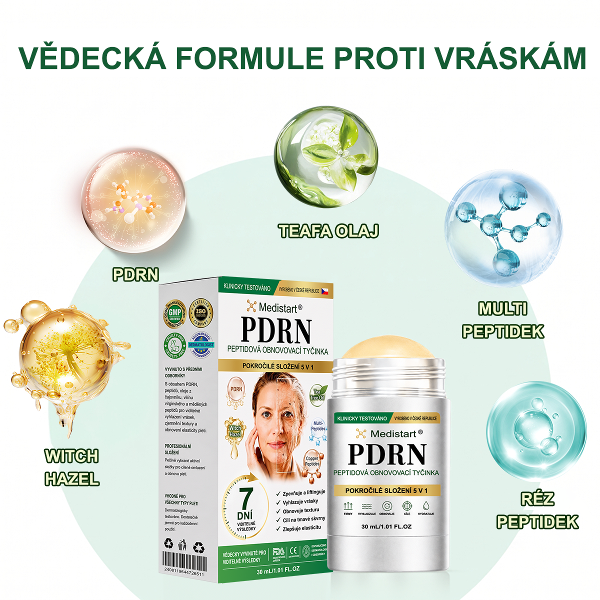 cz) Medistart® ☘️☘️ PDRN Tyčinka proti stárnutí pleti a pro cílenou obnovu skvrn （Pomáhá vyhlazovat vrásky, podporuje pevnější vzhled pleti a zlepšuje vzhled viditelných skvrn）