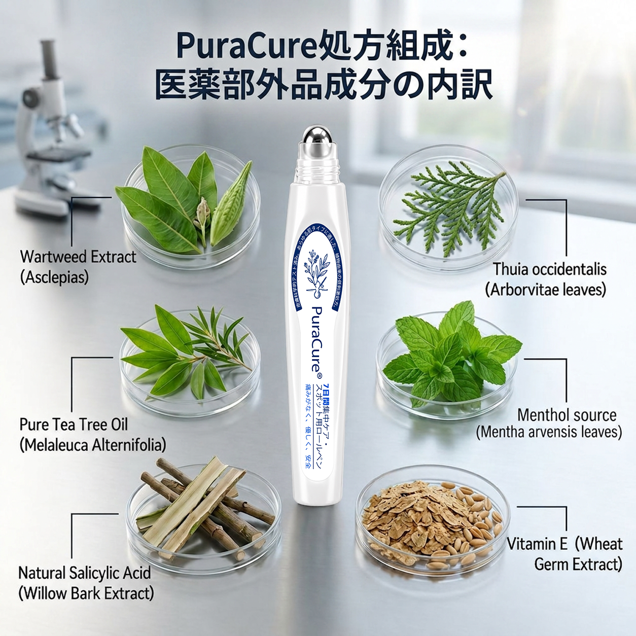 PuraCure®👩‍⚕️ 7日間で実感 イボ・気になる肌悩み用 消すローラーペン｜痛みなし・跡が残りにくい