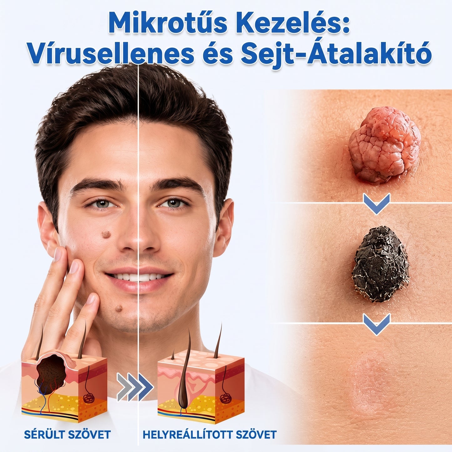 ✨ 2 az 1-ben mikrotűs és hidrokolloid tapasz🍀 | Kiálló anyajegyek, aknék, lapos szemölcsök és bőrnövedékek eltávolítására | Segít csökkenteni a ráncokat, hegeket és bőrhibákat | Láthatatlan tapasz az arcra és testre