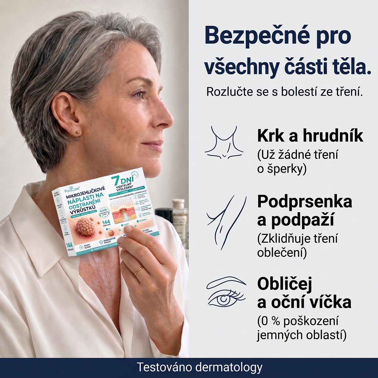 PuraCure® MIKROJEHLIČKOVÉ NÁPLASTI PRO ODSTRANĚNÍ KOŽNÍCH VÝRŮSTKŮ —— 7DENNÍ CÍLENÁ PÉČE PRO KOŽNÍ VÝRŮSTKY, BRADAVICE A VYSTOUPLÉ NEDOKONALOSTI POKOŽKY