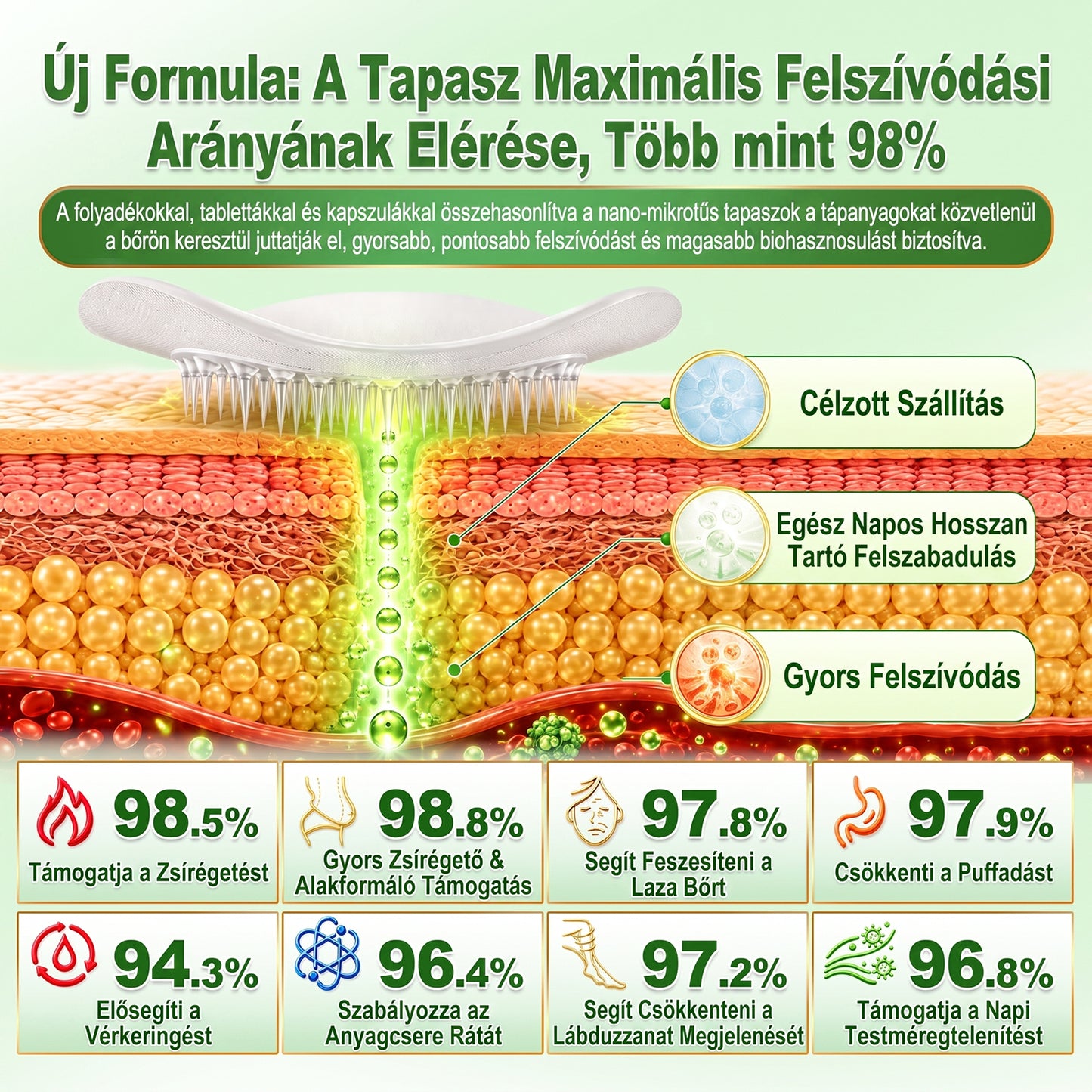 Hivatalos Áruház | Újdonság! 🍀 BSWELL® Moringa × Berberin × NAD+ 10 az 1-ben Nano Mikrotűs Tapasz (Naponta egyszer, látható változások 7 nap után) Berberin + Moringa Formula ✅ Elhízás, megereszkedett bőr, cukorbetegség, alvási apnoé, ízületi problémák