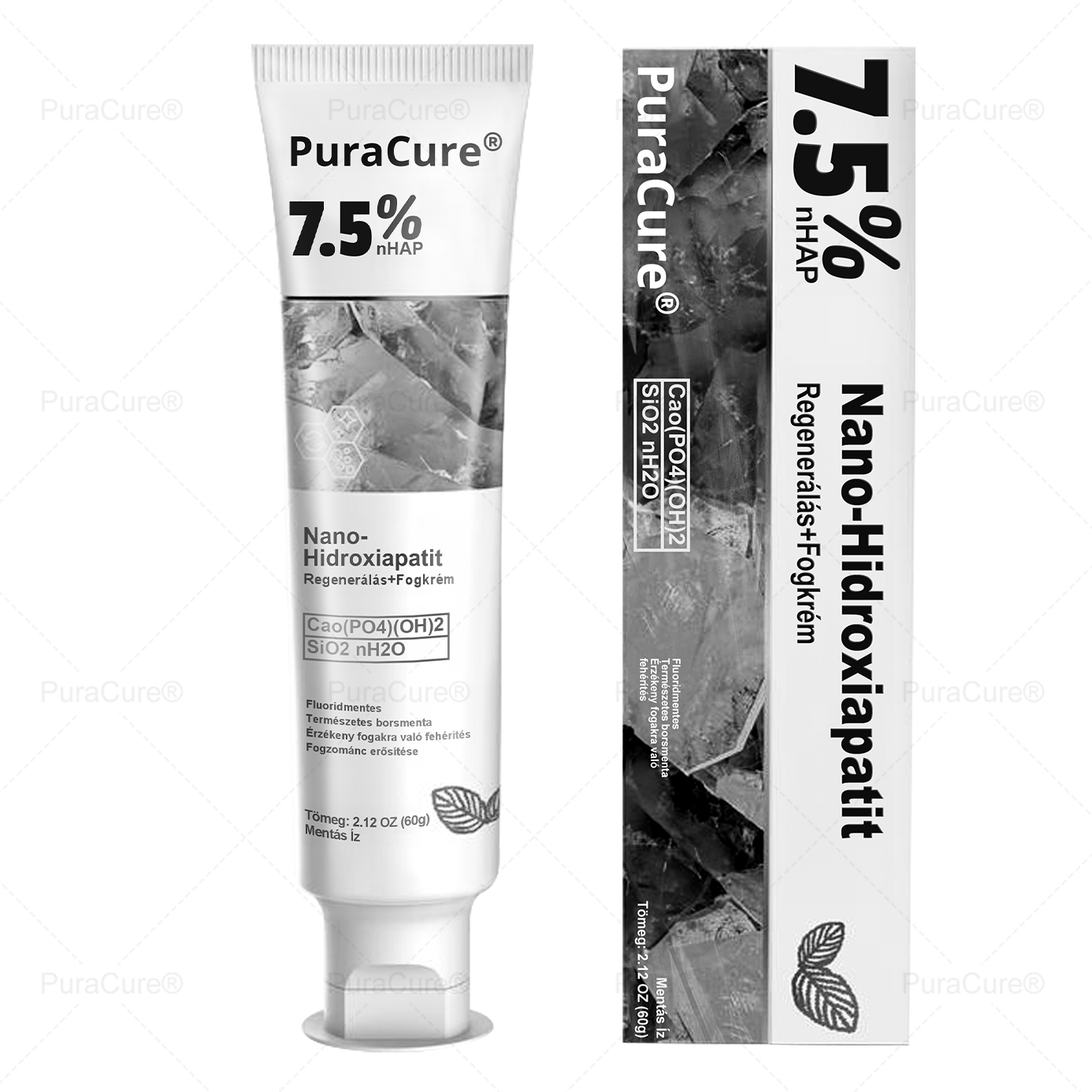 7,5% Nano-Hidroxiapatit Zománcjavító Fogkrém – Fluoridmentes Remineralizáló Formula, Csökkenti a Fogérzékenységet, Segít Megelőzni a Fogszuvasodást, 16 Órás Friss Lehelet – Minden Korosztály Számára